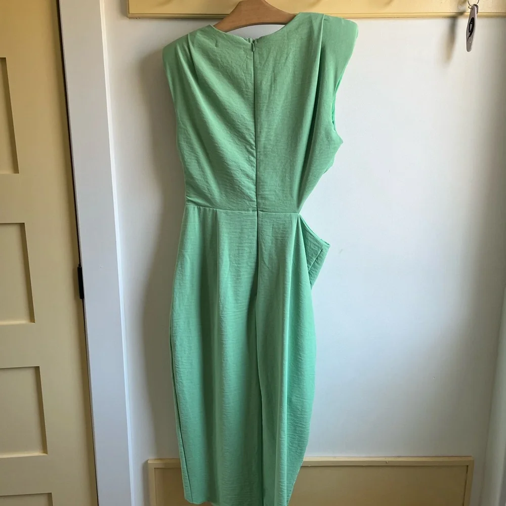 Asymmetrical Draped Dress in Mint - Picture 4 of 6
